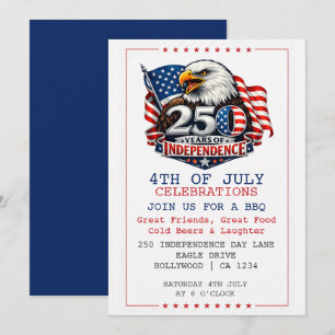 250 Years of Independence 4th of July Party Invitation