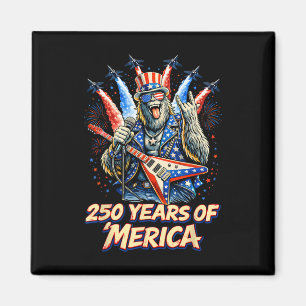 250 Years Of Merica Bigfoot Rock Fighter Jet 4th O Magnet