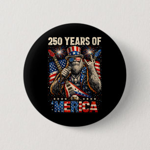 250 Years Of Merica Patriotic Bigfoot Rock 4th Of 6 Cm Round Badge