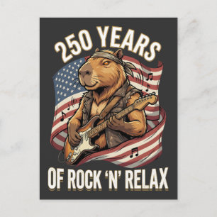 250 Years of Rock 'N' Relax Capybara Rockstar Postcard