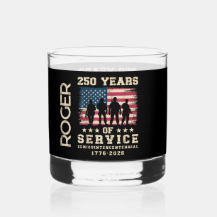 250 Years of Service Patriotic Anniversary Design Whiskey Glass