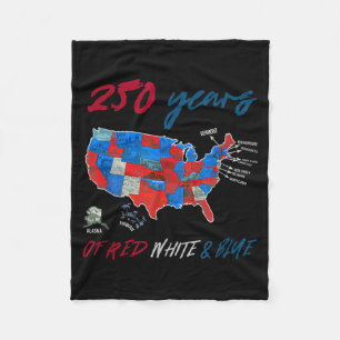250 Years of Stars Stripes - USA MAP Fleece Blanket