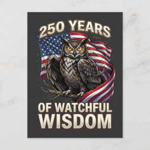 250 Years of Watchful Wisdom Owl Art Postcard