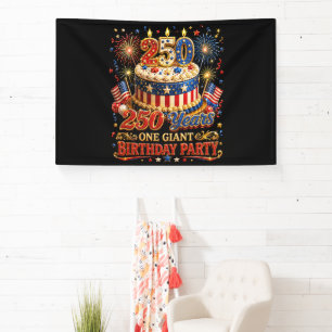 250 years one giant birthday 250 anniversary usa banner
