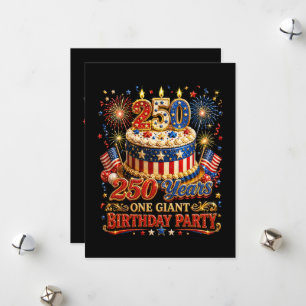 250 Years One Giant Birthday 250 Anniversary USA Holiday Card