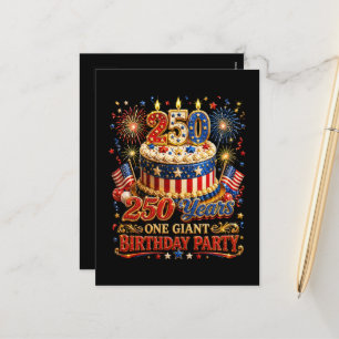 250 Years One Giant Birthday 250 Anniversary USA Holiday Postcard