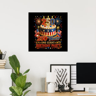 250 Years One Giant Birthday 250 Anniversary USA Poster