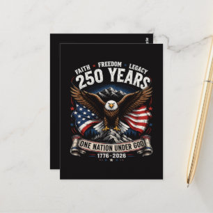 250 Years One Nation Under God Eagle Postcard