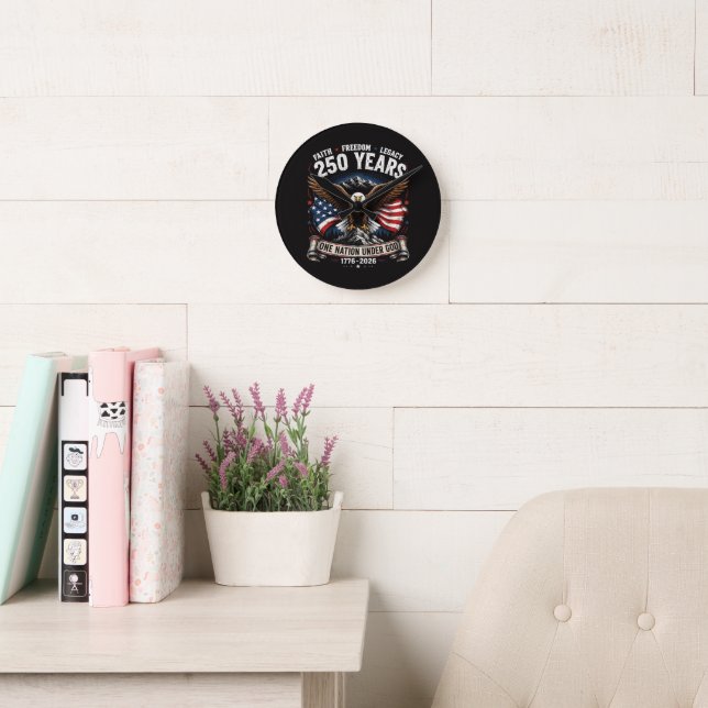 250 Years One Nation Under God Eagle Round Clock (Reading Room)