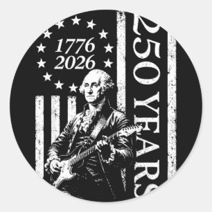250 years patriot guitar american flag 4th of july classic round sticker