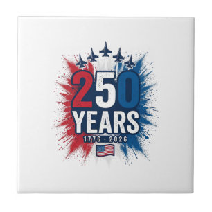 250 Years Patriotic Jets Anniversary Vector Design Ceramic Tile