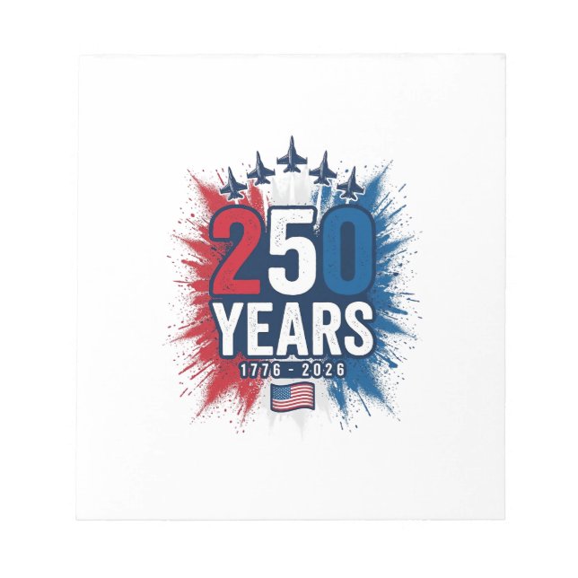 250 Years Patriotic Jets Anniversary Vector Design Notepad (Front)