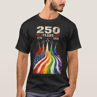 250 Years Patriotic Rainbow Jet Flyover Vintage T-Shirt