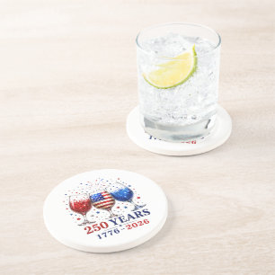 250 Years Patriotic Wine Glass Celebration Coaster