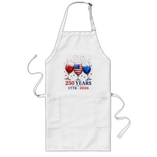 250 Years Patriotic Wine Glass Celebration Long Apron