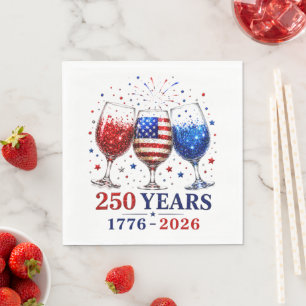 250 Years Patriotic Wine Glass Celebration Napkin