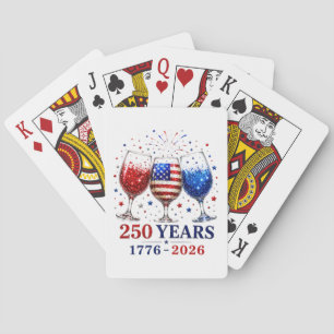 250 Years Patriotic Wine Glass Celebration Playing Cards