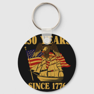 250 Years Since 1776 Patriotic Eagle American Flag Key Ring