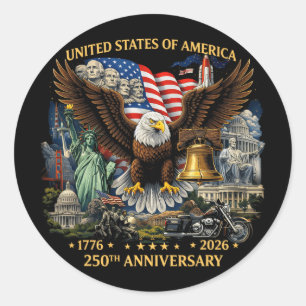 250 Years Statue Of Liberty American Landmarks 4th Classic Round Sticker