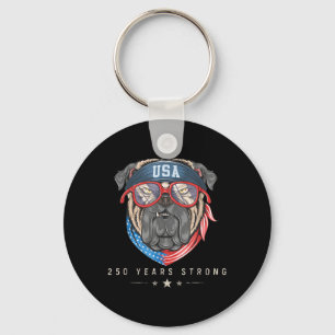 250 Years Strong Dog Pitbull Aamerican 250th 4th Key Ring