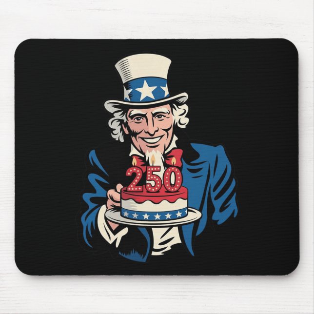 250 Years Uncle Sam Cake 250th Birthday  Mouse Pad (Front)