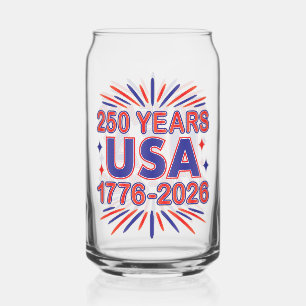 250 Years USA 1776–2026 Semiquincentennial Can Glass