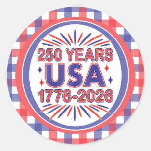 250 Years USA   1776–2026 Semiquincentennial Classic Round Sticker
