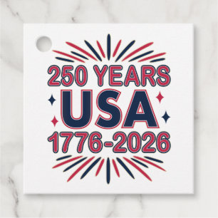 250 Years USA 1776–2026 Semiquincentennial Favour Tags
