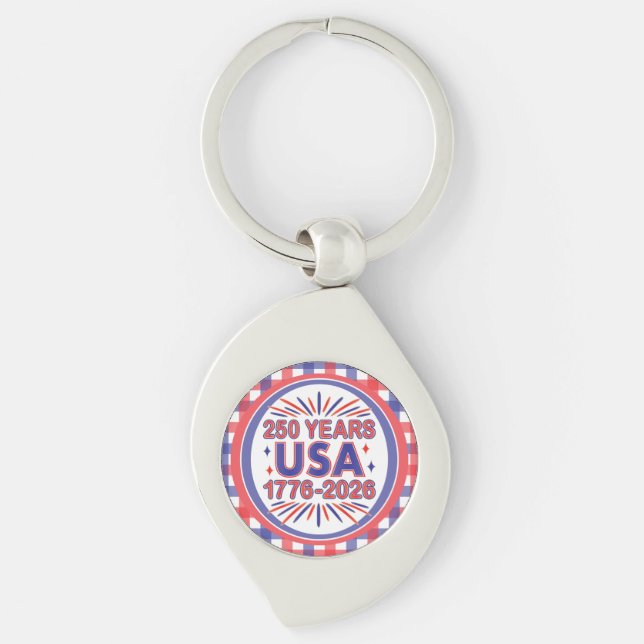 250 Years USA | 1776–2026 Semiquincentennial Key Ring (Front)