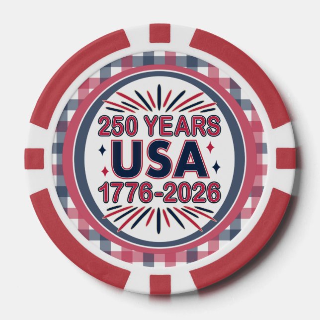 250 Years USA | 1776–2026 Semiquincentennial Poker Chips (Front)