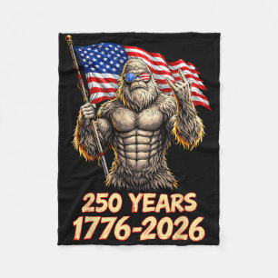 250 Years Usa Anniversary Bigfoot 4th Of July Amer Fleece Blanket