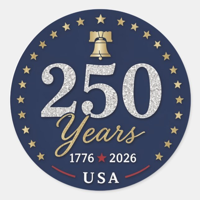 250 Years USA Classic Round Sticker (Front)