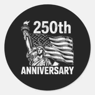 250 Years USA Flag American 250th Anniversary Classic Round Sticker