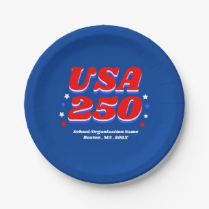 250 Years USA Party Custom Patriotic Paper Plate