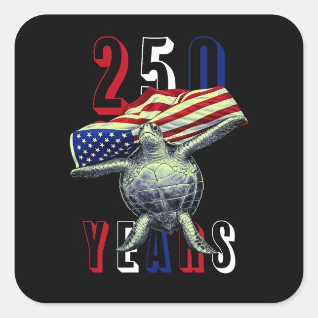 250 Years USA Patriotic Turtle Square Sticker (Front)