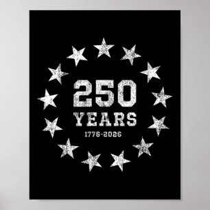250 Years Usa Vintage Betsy Ross 13 Stars America Poster