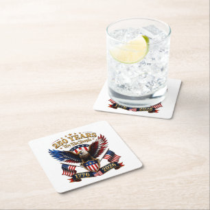 250 Years We The People Eagle Square Paper Coaster