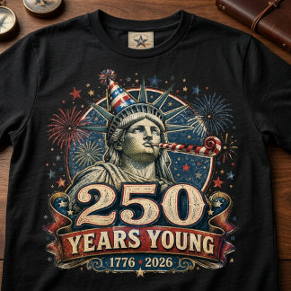250 Years Young America 250 Statue of Liberty  T-Shirt
