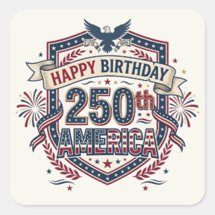 250th America Birthday Emblem Square Sticker