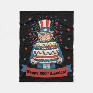 250th America Birthday Uncle Sam 250 Usa Years 177 Fleece Blanket
