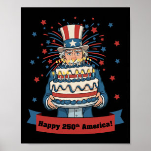 250th America Birthday Uncle Sam 250 Usa Years 177 Poster