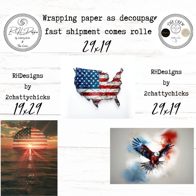 250th American Celebration Flag Eagle Decoupage Wrapping Paper Sheet (Creator Uploaded)