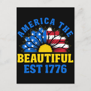 250th American Flag Bouquet Flowers Poppy Cornflow Holiday Postcard