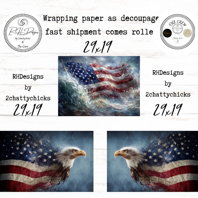 250th Americana Flag Eagle Celebration Decoupage  Wrapping Paper Sheet (Creator Uploaded)