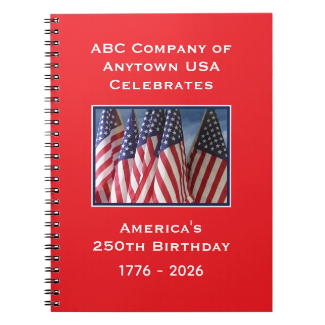 250th Anniversary 1776 to 2026 USA America Notebook (Front)