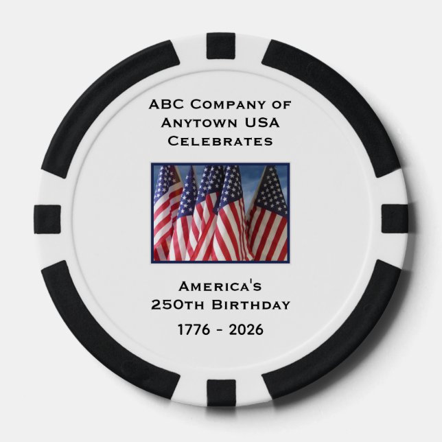 250th Anniversary 1776 to 2026 USA America Poker Chips (Front)