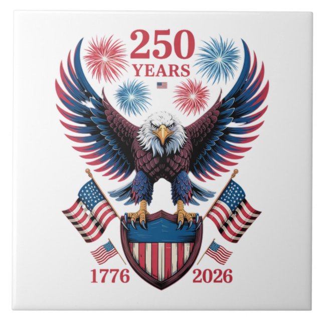 250th Anniversary 250 Years USA 1776 Ceramic Tile (Front)