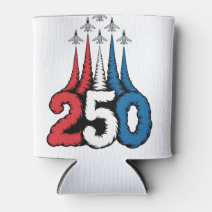 250th Anniversary 4th Of July Jet Patriotic Can Cooler