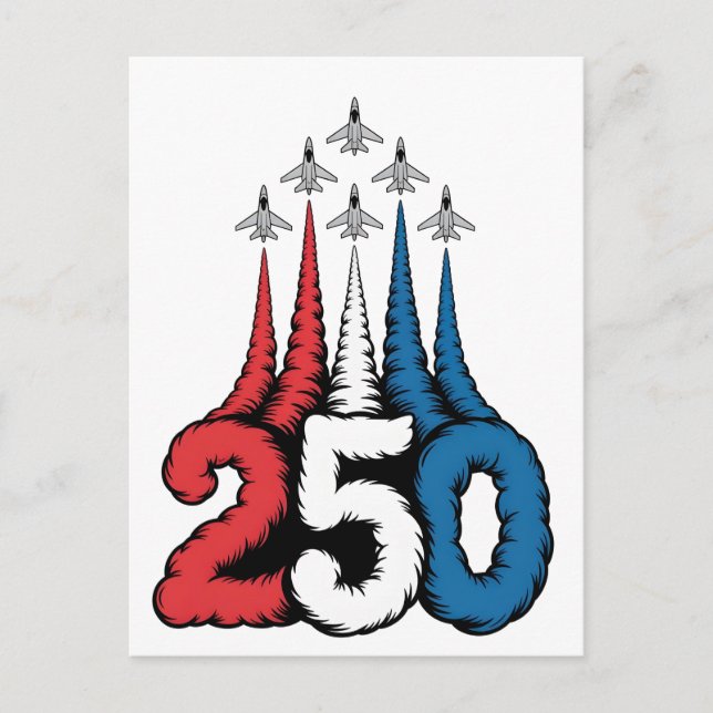 250th Anniversary 4th Of July Jet Patriotic   Postcard (Front)