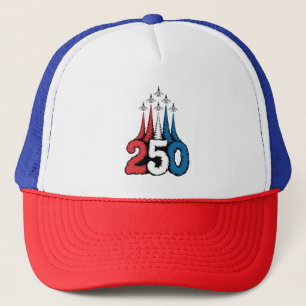 250th Anniversary 4th Of July Jet Patriotic Trucker Hat